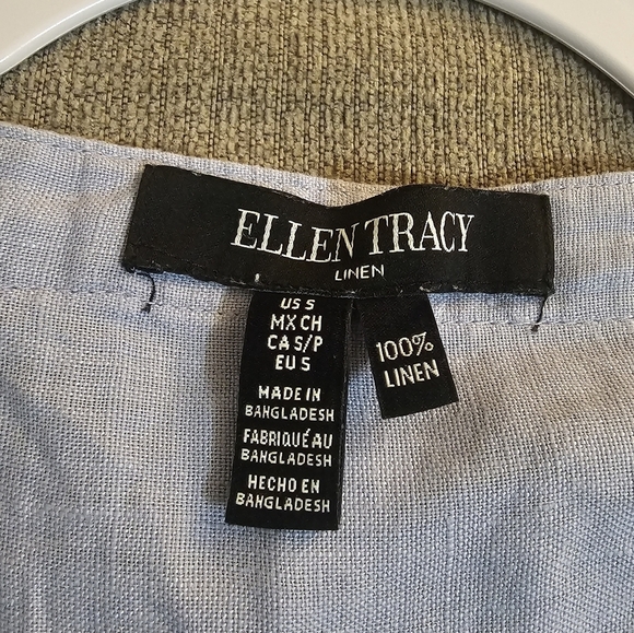 Ellen Tracy Linen Light Blue Casual Career Office Tunic w/ Gold Accents Small - Picture 6 of 6